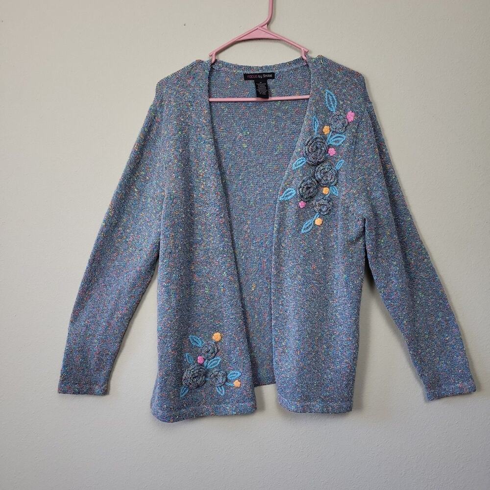 Focus By Shani Womens Green Blue‎ Cottagecore Grannycore Cardigan Sweater  M